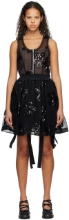 Simone Rocha Black Zip-up Bodysuit In Black/black