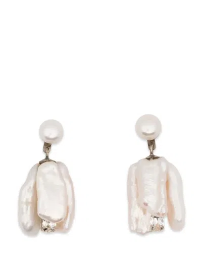 Simone Rocha Bloom Crystal And Pearl Earrings In White
