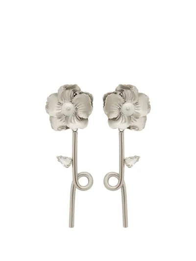 Simone Rocha Blooming Poppy Hoop Earrings In Metallic