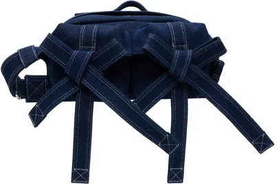 Simone Rocha Blue Beaded Classic Bow Crossbody Bag