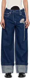 Simone Rocha Straight Jeans Mit Kristallen In Indigo/clear