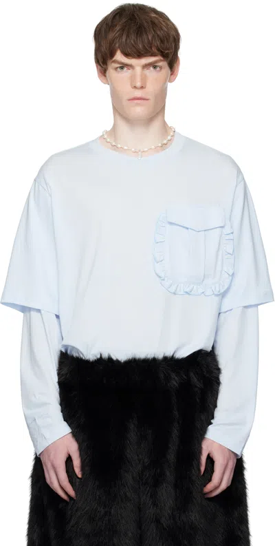 Simone Rocha Blue Layered Ruffle Pocket Long Sleeve T-shirt