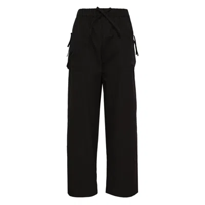 Simone Rocha Bow Detail Cargo Pocket Drawstring Pants In Black