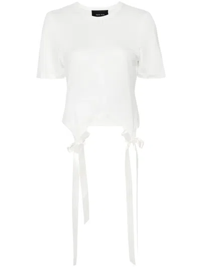 Simone Rocha Off-white Bow Tail Easy T-shirt In Ivory