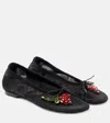 Simone Rocha Embellished Mesh Ballerina Flats In Black