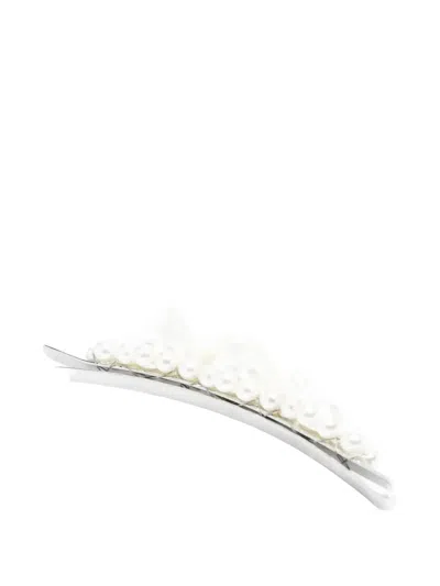 Simone Rocha Bow-detail Faux-pearl Hair Pin In White