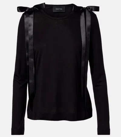 Simone Rocha Bow-detail Jersey Top In Black