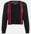 Simone Rocha Bow-detail Open-knit Wool-blend Cardigan In Black