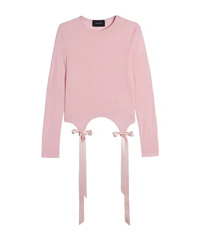 Simone Rocha Bow-detail Long-sleeve T-shirt In Pink