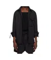Simone Rocha Bow-detailed Waxed Cotton-blend Poplin Shirt In Black