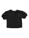 Simone Rocha Womens Black Bow Slit-hem Puff-sleeve Woven Shirt In Black