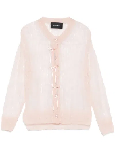 Simone Rocha Bow-embellished Cardigan In Pink