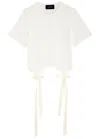 Simone Rocha Easy Ribbon-detailed Cotton T-shirt In Ivory