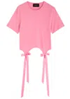 Simone Rocha Womens Easy Bow-embellished Cotton-jersey T-shirt Bright Pink In Pink
