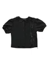 Simone Rocha Womens Black Bow Slit-hem Puff-sleeve Woven Shirt