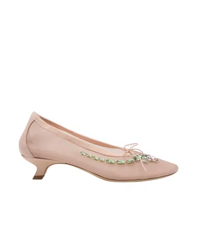 SIMONE ROCHA SIMONE ROCHA MESH EMBELLISHED BALLERINA HEEL PUMPS