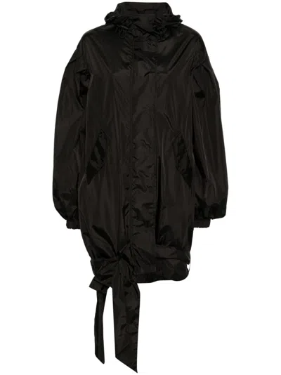 SIMONE ROCHA BOW HOODED COAT - WOMEN'S - POLYAMIDE/CUPRO/ACETATE