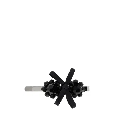 Simone Rocha Bow Mini Flower Hair Clip In Black