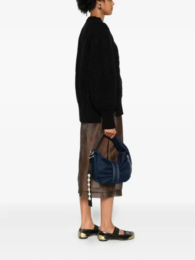 Simone Rocha Bow Pearl-embellished Shoulder Bag In Blue