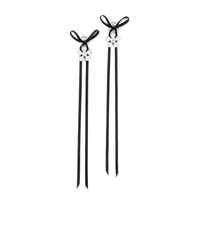 Simone Rocha Bow Pendant Earrings In Black