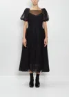 Simone Rocha Bow Puff Sleeve Hip Detail Tulle Dress In Black
