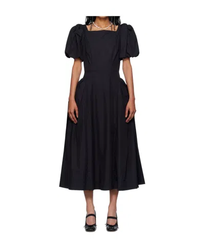 Simone Rocha Bow Puff Sleeve Hip Dress In Black