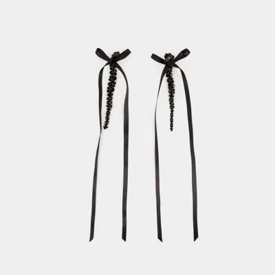 SIMONE ROCHA BOW RIBBON DRIP EARRINGS - SIMONE ROCHA - CRYSTAL - BLACK