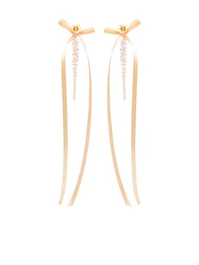 Simone Rocha Bow Ribbon Drip Earrings Accessories In Nude & Neutrals