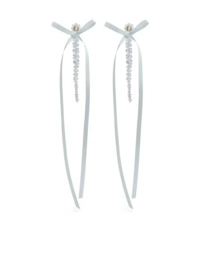 Simone Rocha Bow Ribbon Drip Earrings Accessories In White
