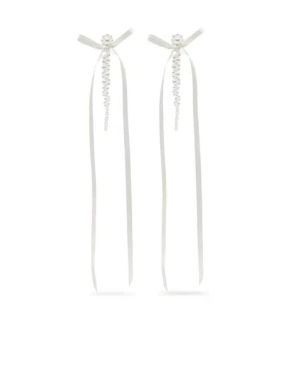 Simone Rocha Bow Ribbon Drip Earrings In White