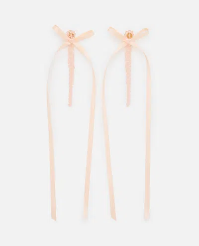 Simone Rocha Bow Ribbon Drip Earrings In Pink