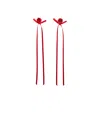 Simone Rocha Bow Ribbon Drip Earrings In Red