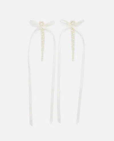 Simone Rocha Bow Ribbon Drip Earrings In White