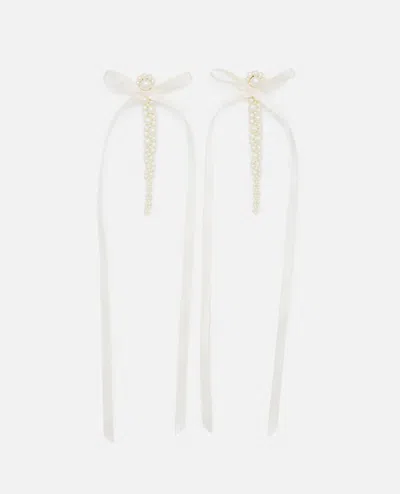 Simone Rocha Bow Ribbon Drip Earrings In Beige