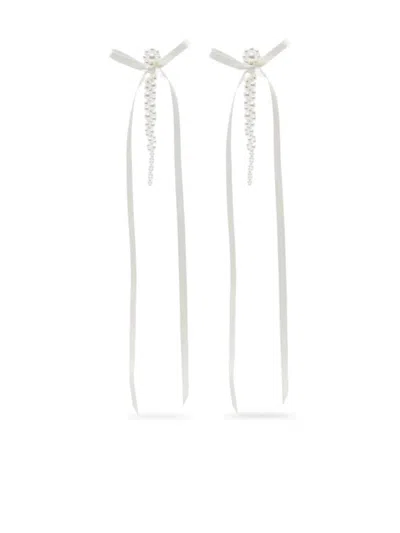 Simone Rocha Bow Ribbon Drip Earrings Accessories In White