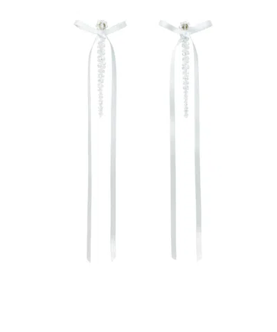 Simone Rocha Bow Ribbon Drip Earrings In White