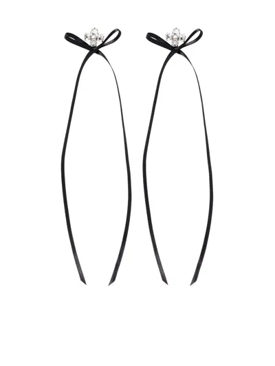 Simone Rocha Bow Ribbon Earrings In Silver