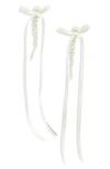 Simone Rocha Off-white Bow Ribbon Drip Earrings In Pearl/ivory