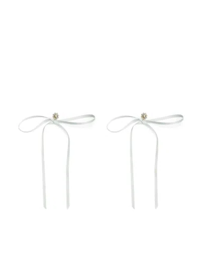 Simone Rocha Bow Ribbon Stud Earrings In White
