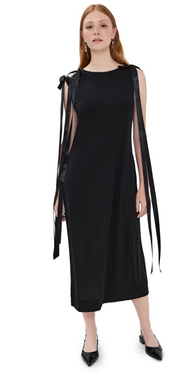Simone Rocha Bow Ribbon Tail Dress Black