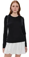 Simone Rocha Womens Black Bow-ribbon Long-sleeves Woven T-shirt In Black