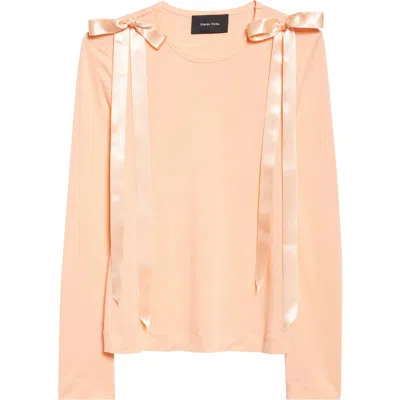 Simone Rocha Bow Ribbon Tail Long Sleeve T-shirt In Orange