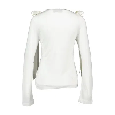 Simone Rocha "bow Ribbon Tail" Long Sleeve T-shirt In White