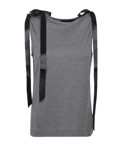 Simone Rocha Bow Ribbon Tail Tank Top In Gray