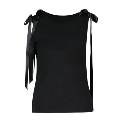 Simone Rocha Bow Ribbon Tail Tank Top -  - Synthetic - Black In Multi