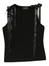 Simone Rocha Black Bow Ribbon Tail Tank Top In Black
