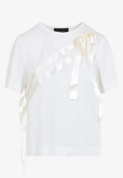 Simone Rocha Bow Sash Crewneck T-shirt In White