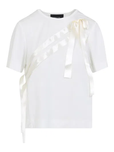 Simone Rocha Bow Sash Easy T-shirt In White