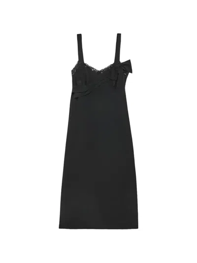 Simone Rocha Bow Sash Lace-detail Midi Dress In Black