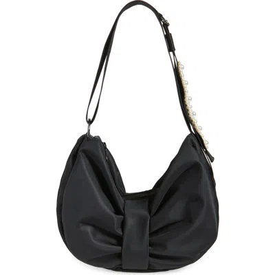 Simone Rocha Bow Sateen Sling Bag In Black